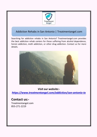 Addiction Rehabs in San Antonio | Treatmentangel.com