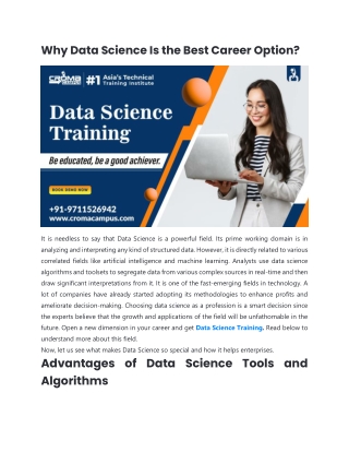 Why Data Science Is the Best Career Option ?