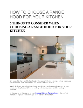 HOW TO CHOOSE A RANGE HOOD FOR YOUR KITCHEN