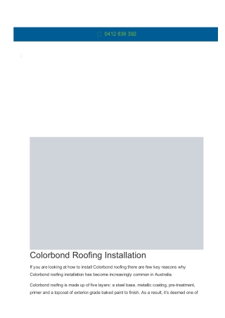 Colorbond Roofing Installation