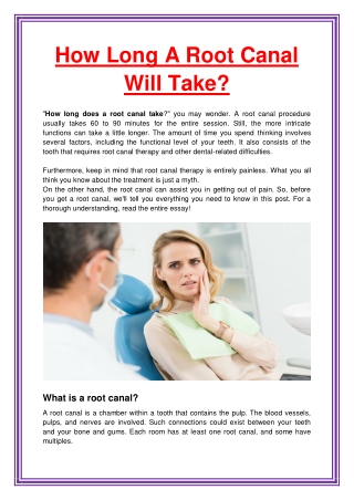 How Long A Root Canal Will Take