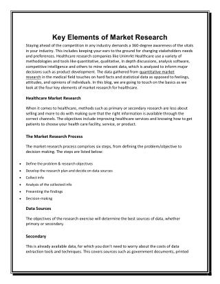 Key Elements of Market Research