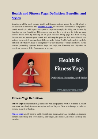 Health and Fitness Yoga: Definition, Benefits, and Styles