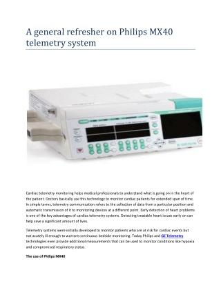 A general refresher on Philips MX40 telemetry system