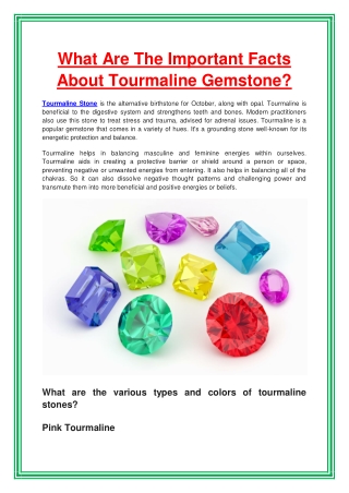 What Are The Important Facts About Tourmaline Gemstone