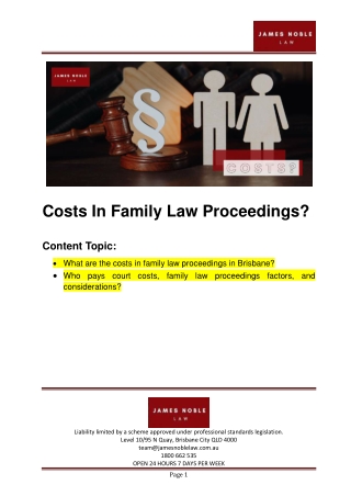 Costs in Family law Proceedings