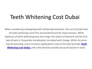 Teeth Whitening Cost Dubai
