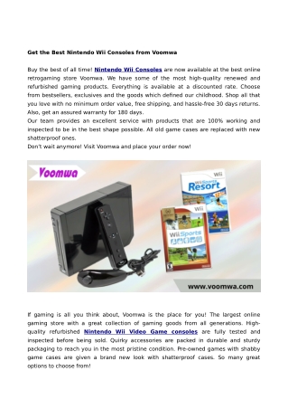 Buy Nintendo Wii Consoles from Voomwa