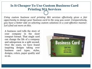 Is It Cheaper To Use Custom Business Card Printing MA Services