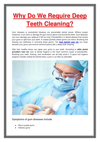 Why Do We Require Deep Teeth Cleaning