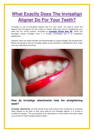 What Exactly Does The Invisalign Aligner Do For Your Teeth