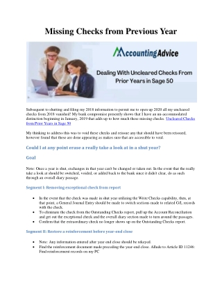 Complete Guide : Uncleared Checks from Prior Years in Sage 50
