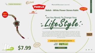 Naksh - White Flower Stones Rakhi - Rakhi Collection in New Zealand