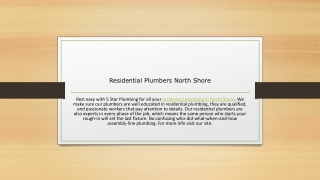 Residential Plumbers North Shore PPT