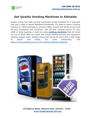 Get Quality Vending Machines in Adelaide