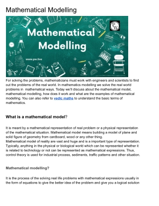 MATHEMATICAL MODELLING