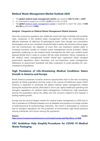 Medical Waste Management Market Outlook 2028
