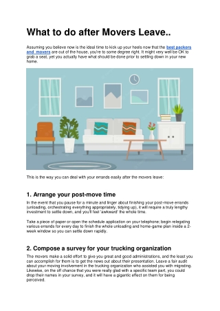 What to do after Movers Leave