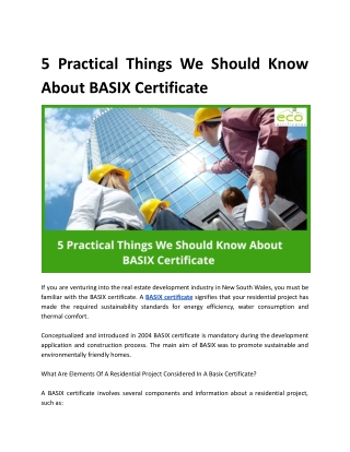 5 Things We Should Know About BASIX Certificate