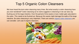 TOP 5 Organic Colon Cleansers