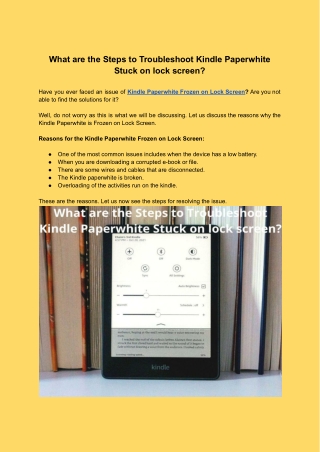 What are the Steps to Troubleshoot Kindle Paperwhite Stuck on lock screen