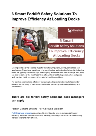 6 Smart Forklift Safety Solutions To Improve Efficiency At Loading Docks