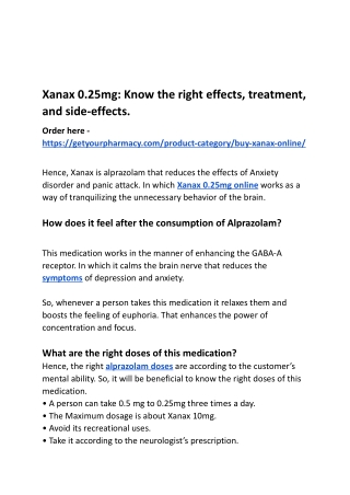 Xanax 0.25mg_ Know the right effects, treatment, and side-effects..docx
