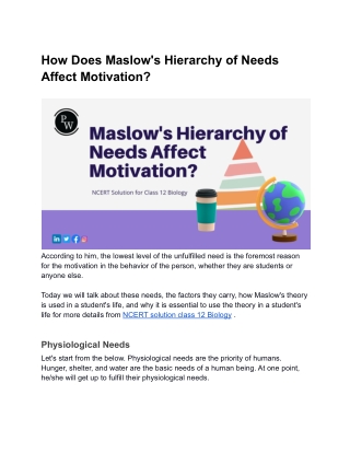 How Does Maslow's Hierarchy of Needs Affect Motivation?