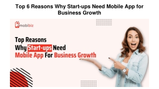 Top 6 Reasons Why Start-ups Need Mobile App for Business Growth