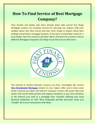 How To Find Service of Best Mortgage Company?