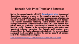 Benzoic Acid pricing Trend and Forecast