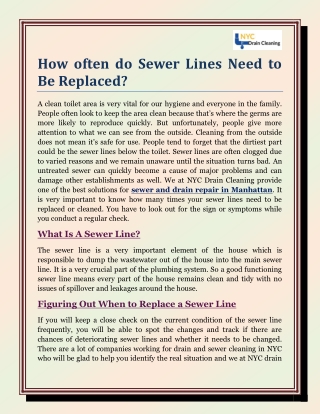 How often do Sewer Lines Need to Be Replaced