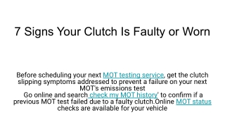 7 Signs Your Clutch Is Faulty or Worn