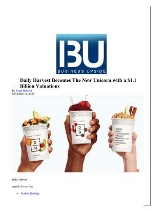 Daily Harvest Becomes The New Unicorn with a $1.1 Billion Valuations