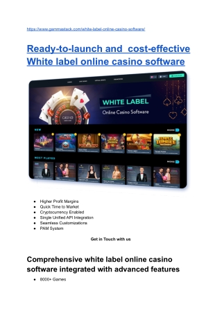 White Label Online Casino Software