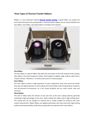 Three Types of Thermal Transfer Ribbons