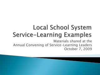 Local School System Service-Learning Examples