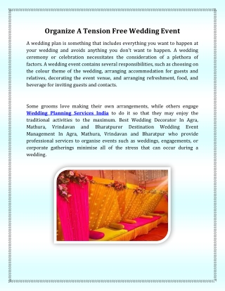 Organize A Tension Free Wedding Event