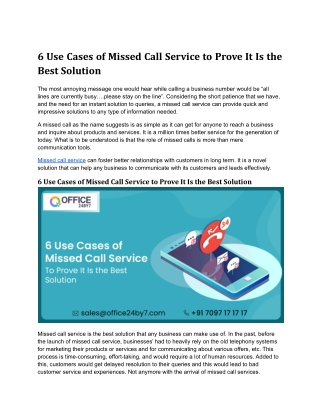 6 Use Cases of Missed Call Service to Prove It Is the Best Solution