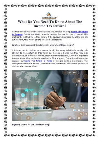 What Do You Need To Know About The Income Tax Return