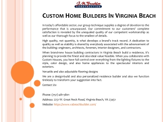 Custom Home Builders In Virginia Beach