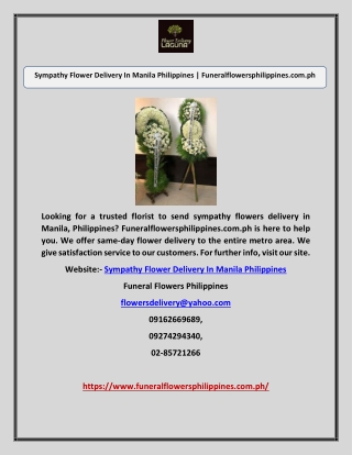 Sympathy Flower Delivery In Manila Philippines | Funeralflowersphilippines.com.p