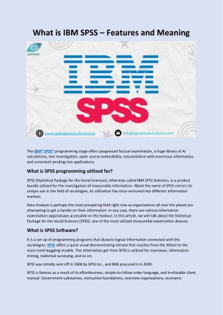 What is IBM SPSS – Features and Meaning