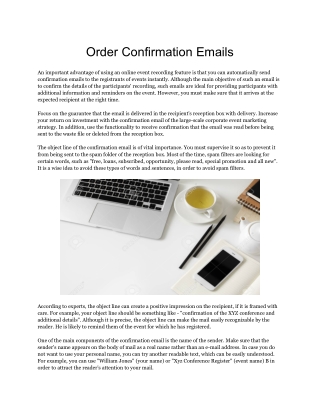 Order Confirmation Emails