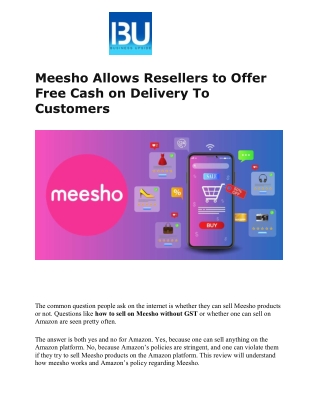 Meesho Allows Resellers to Offer Free Cash on Delivery To Customers