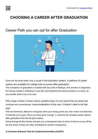 CHOOSING A CAREER AFTER GRADUATION