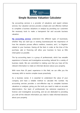 Simple Business Valuation Calculator