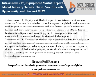 Intravenous (IV) Equipment Market PPT -Healthcare