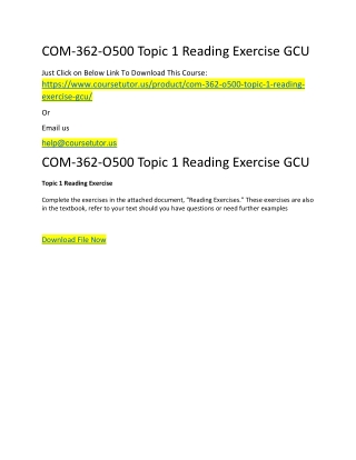 COM-362-O500 Topic 1 Reading Exercise GCU