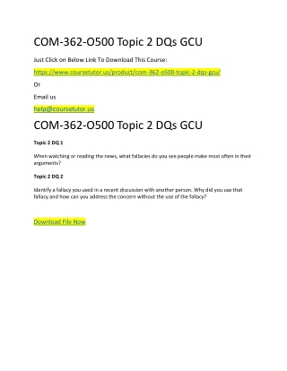 COM-362-O500 Topic 2 DQs GCU